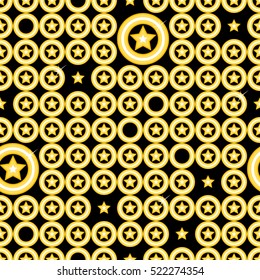 Seamless pattern with yellow stars. Simple seamless pattern with stars on black background. Vector illustration for your graphic design.