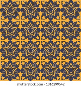 Seamless pattern with yellow stras on a blue background vector illustration. 