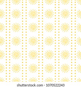 Seamless pattern from the yellow sun. Colorful background. Vector illustration