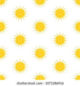 Seamless pattern from the yellow sun. Colorful background. Vector illustration