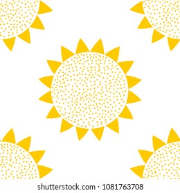 Seamless pattern from the yellow sun. Colorful background. Vector illustration