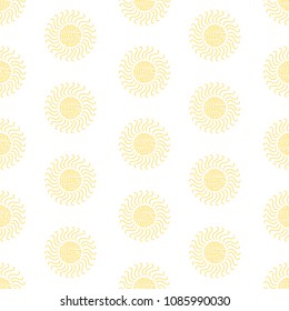 Seamless pattern from the yellow sun. Colorful background. Vector illustration