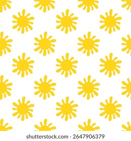 Seamless Pattern with Yellow Sun. Vector flat illustration.
