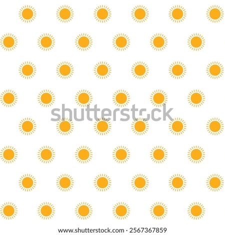 Seamless pattern with yellow suns. Abstract yellow suns seamless pattern on white background. Sunny orange vector seamless pattern. EPS Vector illustration