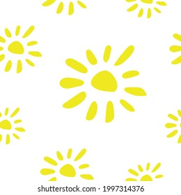 Patrón sin foco de sol amarillo, flores, textura de verano, impresión vectorial floral. Patrón abstracto de color amarillo-bebé sin foco - para tela, para textiles, papel de pared minimalista, bonito fondo soleado de verano.