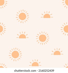 Seamless pattern with yellow suns and sunsets