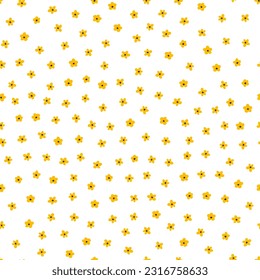 Seamless pattern with yellow tiny flowers
