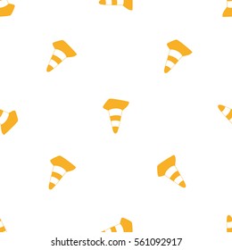 Seamless pattern with yellow traffic cone. Inspired by road, building machinery. Vector background for decoration children's room, invitations, website, mobile app.
