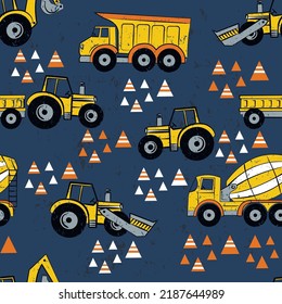 seamless pattern with yellow truck