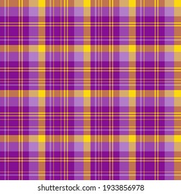 Seamless pattern in yellow and violet colors for plaid, fabric, textile, clothes, tablecloth and other things. Vector image. 
