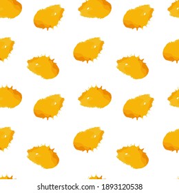 Seamless pattern with yellow watercolor spots on a white background. Vector illustration. Wrapping. Background.