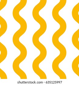 Seamless pattern. Yellow wavy pasta on white background. Vector illustration