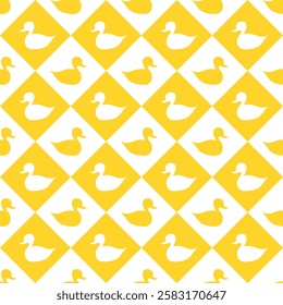 seamless pattern with yellow and white ducks. vector illustration