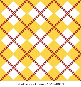 Seamless pattern with yellow and white rhombus
