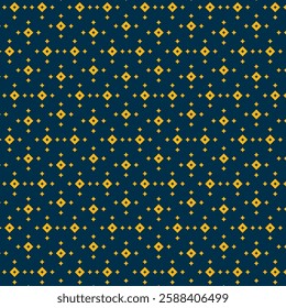 Seamless Pattern of Yellow and White Stars on Black Background