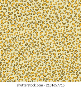 Seamless pattern with yellow-gray beans. Vector illustration, isolated on yellow background