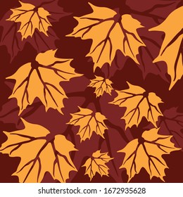 Seamless Pattern Yeloow Leaves Background Vector