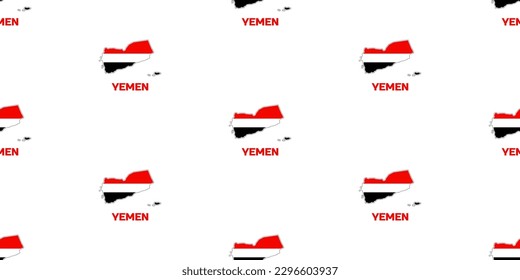 Patrón sin inconvenientes del mapa del país YEMEN en los colores de la bandera YEMEN.   Con la leyenda del nombre de país "YEMEN".