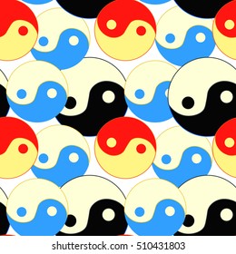 seamless pattern yin yang Japan color. vector illustration