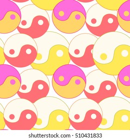 seamless pattern yin yang Japan pink. vector illustration