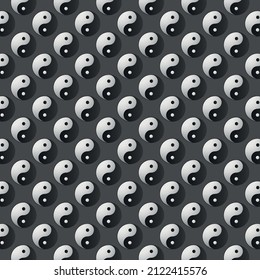 seamless pattern yin and yang symbol 3d gradient martial arts concept