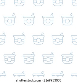 Seamless pattern of yogurt. Outline 1 color pattern