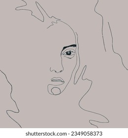 Seamless pattern with young girl, vector