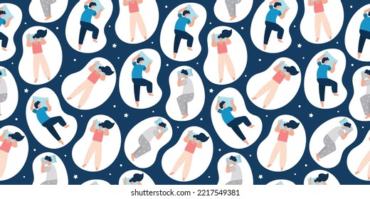 Seamless pattern of young men and woman