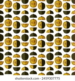 Patrón sin fisuras con Zapallo Macre Squash. Calabaza de invierno. Cucurbita máxima. Frutas y verduras. Estilo plano. Ilustración vectorial aislada.