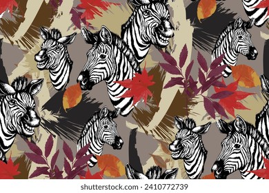 Seamless pattern of zebra.  Bright colors. Suitable for fabric, mural, wrapping paper and the like.