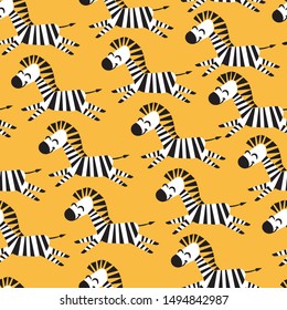 Seamless pattern of zebra.  Colored vector design element for frame and border, textile, fabric or paper print. Vector background with stylized fantasy zebra