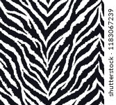 Seamless pattern with zebra fur print. Vector illustration. Exotic wild animalistic texture. 