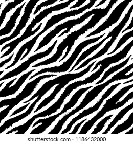 Seamless pattern with zebra fur print. Vector illustration. Exotic wild animalistic texture.