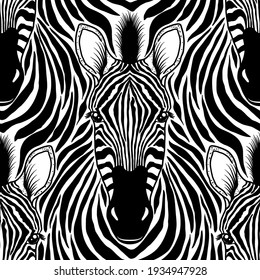 Seamless pattern with zebra head.