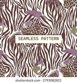 Seamless Pattern with Zebra and Leopard Print background textile print