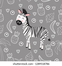 seamless pattern with zebra in Scandinavian style - vector illustration, eps