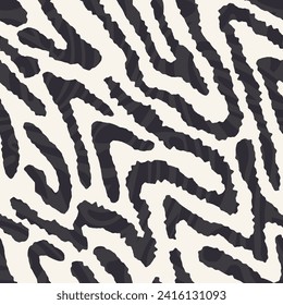 Seamless pattern with zebra skin - hand drawn black and white 
vector illustration.