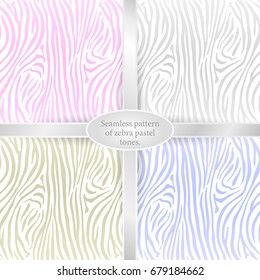 Seamless pattern of zebra strips. Pastel shades.