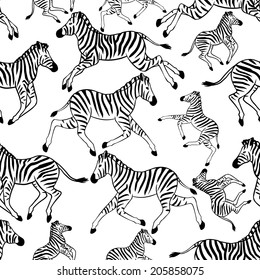 Seamless pattern with zebras. Vector seamless texture for wallpapers, pattern fills, web page backgrounds