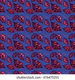 Seamless pattern with zentangle lips.
