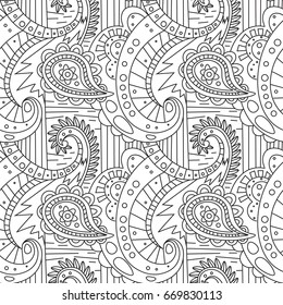 Patrón sin inconvenientes Zentangle Ornamoring Libro de Colores Página Diseño Vector Ilustración