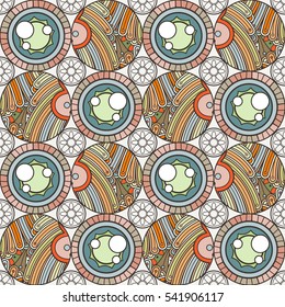 Seamless pattern in a zentangle style. Doodle abstract endless design. Vector illustration for coloring books.