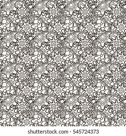 Seamless pattern in a zentangle style. Doodle abstract endless design. Vector illustration for coloring books.