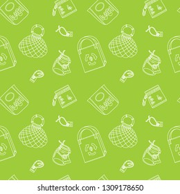Seamless pattern with zero waste products for householding. Beauty eco products. Plastic-free living. Patterns for stationery, wrapping and fabric print.
