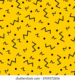 Seamless pattern with zig zag and rounds. Vector.	