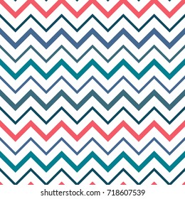 Seamless pattern zigzag design. Modern textile print with random colored stripes. Vector fashion background. Colorful waves.