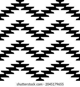 Seamless pattern. Zigzag lines. Ethnic ornament. Embroidery background. Tribal wallpaper. Ethnical folk image. Tribe motif. Ancient mosaic. Geometric digital paper. Wavy stripes design. Textile print.