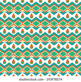 Seamless Pattern Zigzag and Peacock Feather 