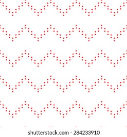 Seamless pattern with zigzag red circles on a white background. Vector illustration. Editable can be used for web page backgrounds, pattern fills