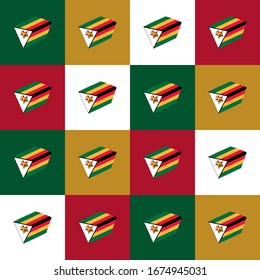 Seamless pattern of Zimbabwe independence day. Zimbabwean national holiday 18th of April design element with flag.
